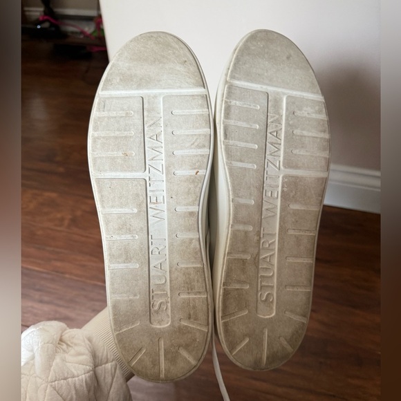Stuart Weitzman Low Too Heart Men’s White leather Sneakers-Size 12 - Picture 13 of 14